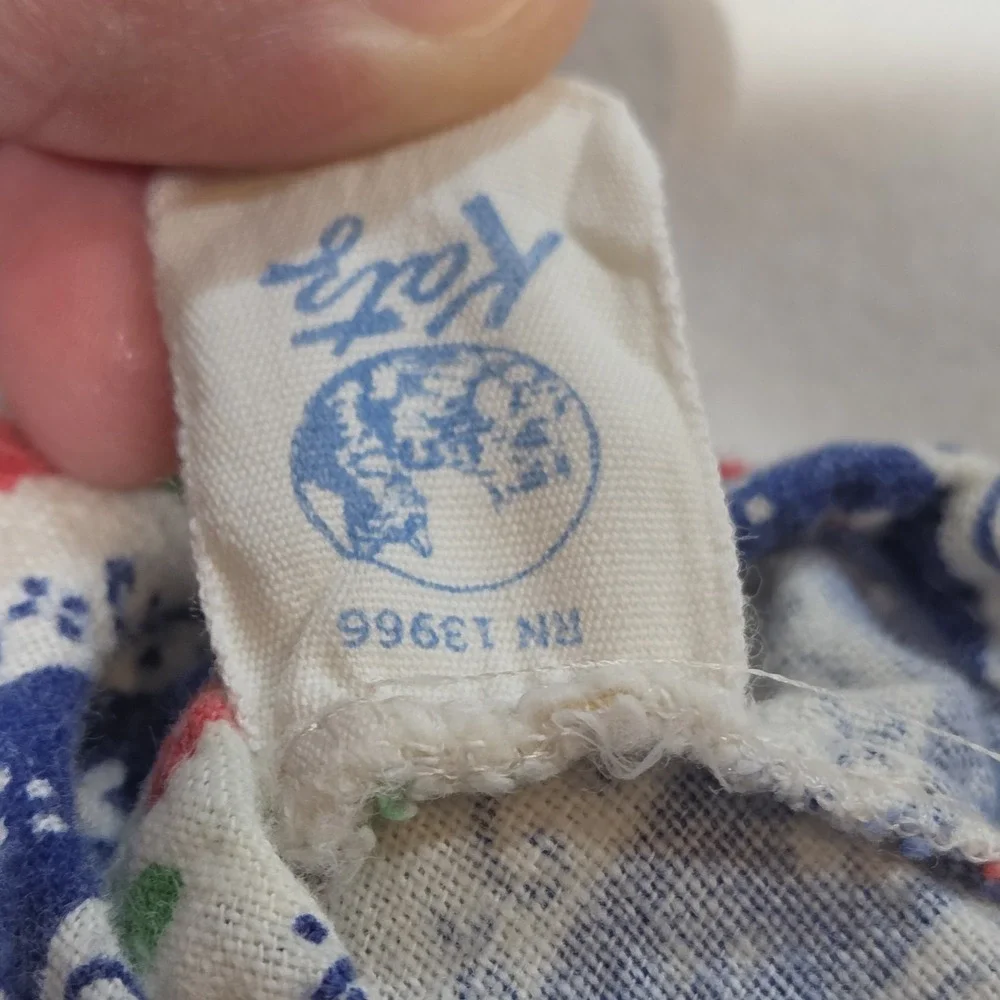 Kittens by Katz Girls Flannel Pajama Top M/L Ditsy Floral Stripe VTG Eyelet Lace